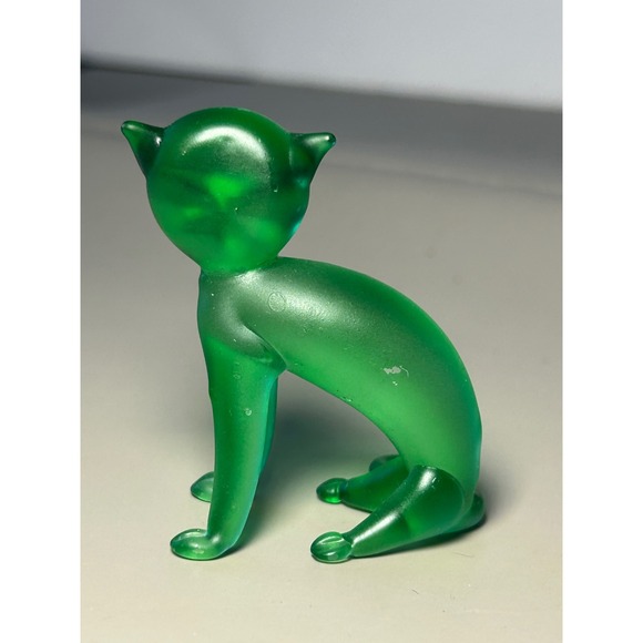 Set of 4 Frosted Glass Cat Figurines Pink Blue Purple Green Art Glass Miniatures - Picture 15 of 16